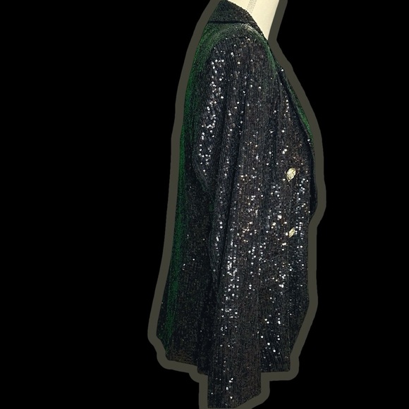 NWT Alexia Admor ‘Abbi’ Shimmering Sequined Blazer in Black Size 8 - Picture 15 of 16